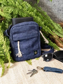 \"Tansen\" shoulder bag, Blue hemp and cotton