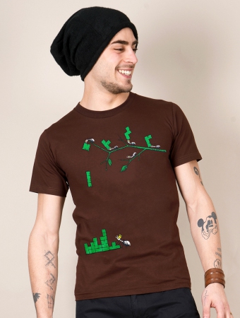 \ Tetris ants\  printed short sleeve t-shirt, Brown