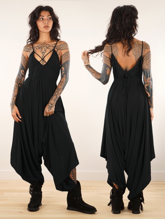 Amazon.com: Style Wise Fashion Womens V Neck Plain Lagenlook Harem Jumpsuit  Ladies Strappy Baggy Playsuit Dress Black UK 8-10 : Clothing, Shoes &  Jewelry