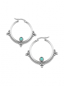 \ Turquoise Zehra\  steel hoop earrings