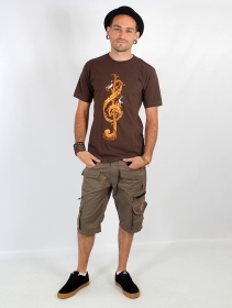 \ Vegetal treble clef\  printed short sleeve t-shirt, Brown