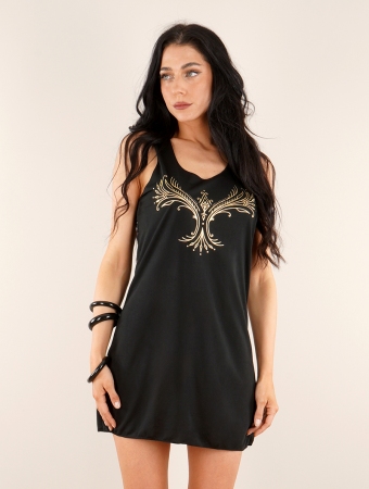 \ Vinga\  printed sleeveless short dress, Black and gold