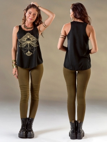 \ Waia Dragonfly\  printed tank top, Black with golden print