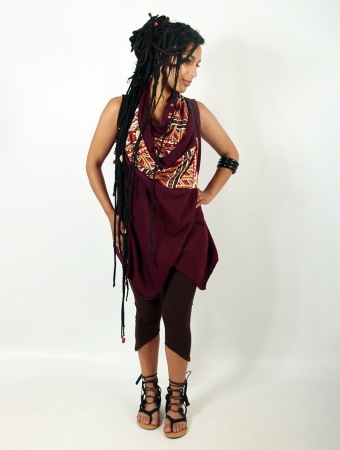 Witch sleeveless shawl \ Ayakii\ , Wine