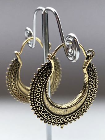 \ Yantra\  golden brass hoop earrings
