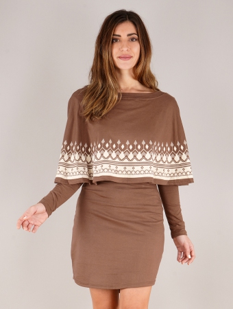 \ Yarayn Ethnic Arrow\  printed poncho dress, Brown