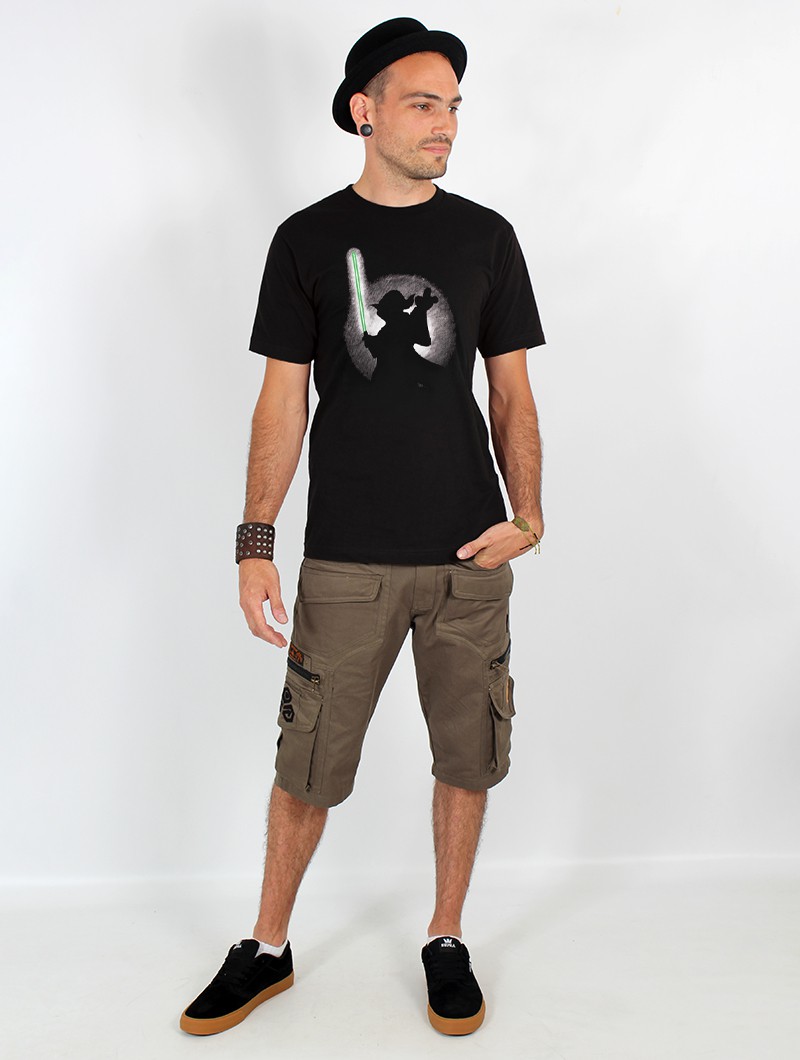 \ Yoda shadow\  printed short sleeve t-shirt, Black
