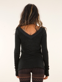 \ Ysälys\  crochet-neck sweater, Black
