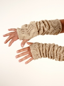 \ Yüm\  crochet arm warmers, Beige