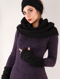 \ Ym\  crochet arm warmers, Black