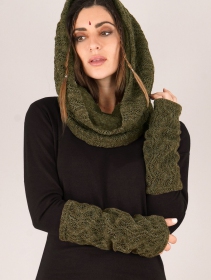  Ym  crochet arm warmers, Olive green