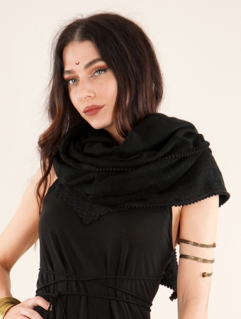 \ Zahïoo\  Shawl-scarf, Black with black edging