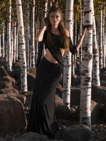 \ Zalya Anazra\  printed 3in1 long dress, Black